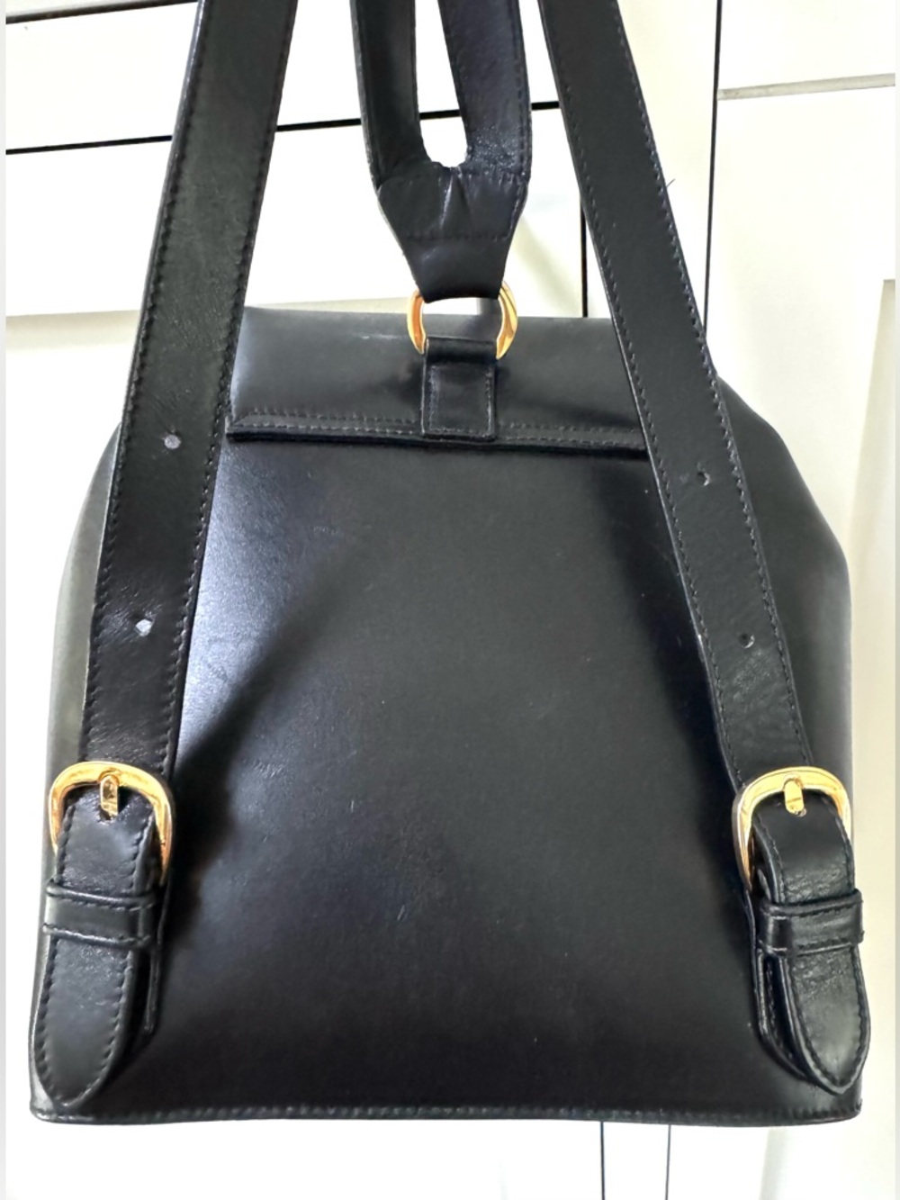 SALVATORE FERRAGAMO Rare Mini Backpack Black Leather Shoe Studs Gold Lock - Picture 9 of 12